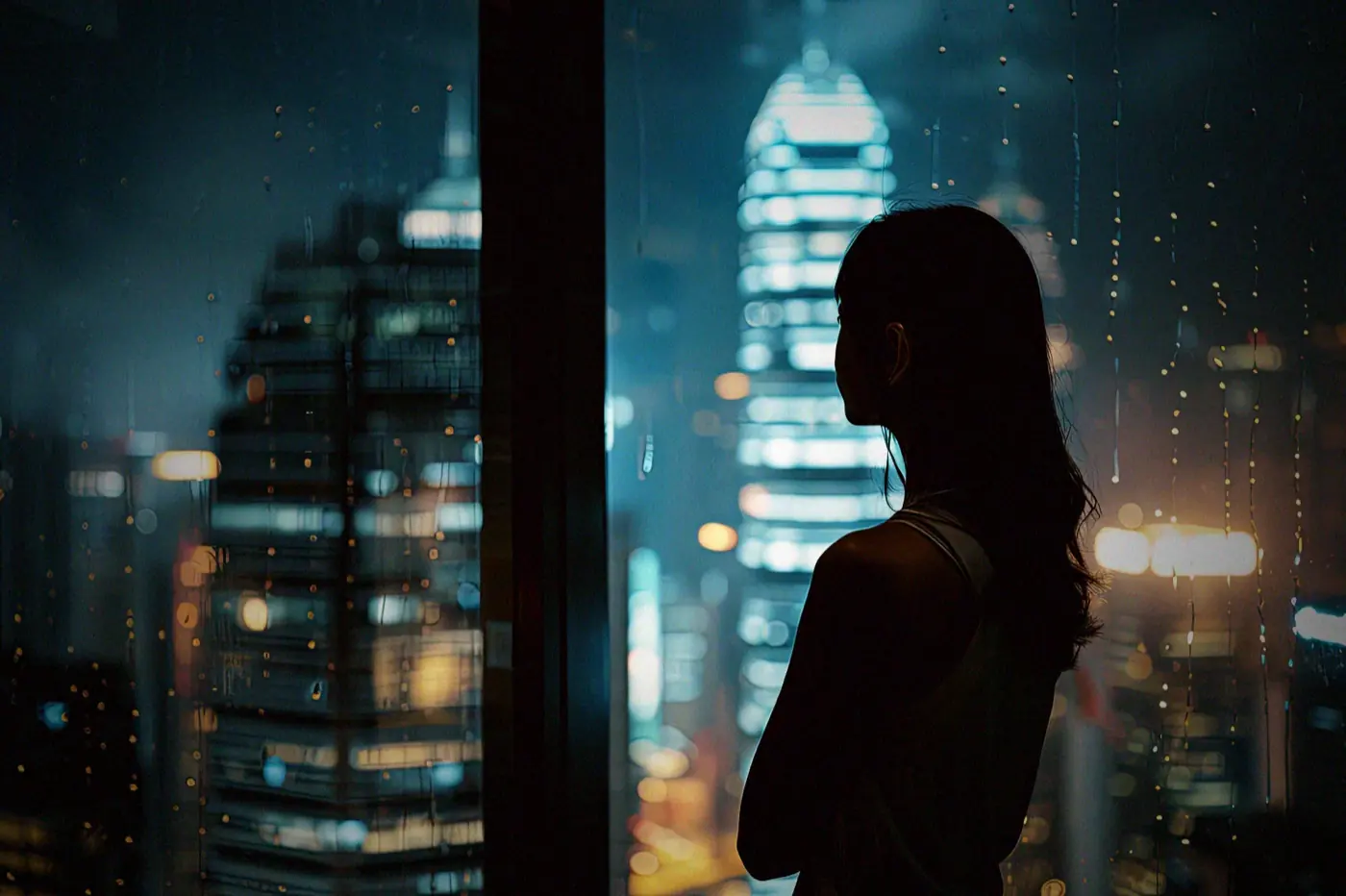 A woman looks out over a city at dusk, phone in hand, the moment a brand she trusts sends her a message it never wrote.