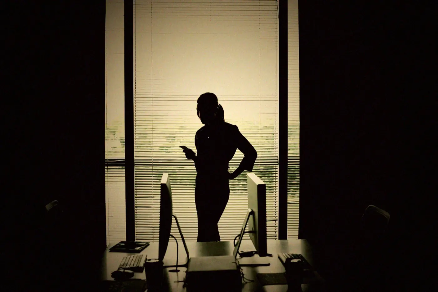 A silhouetted executive at a window after a ransomware attack, weighing a recovery quote she cannot check.